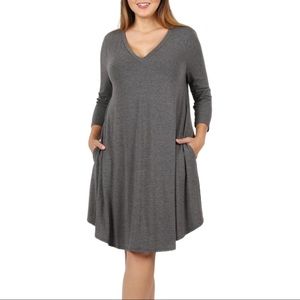NEW Plus Charcoal Dress Pockets Zenana